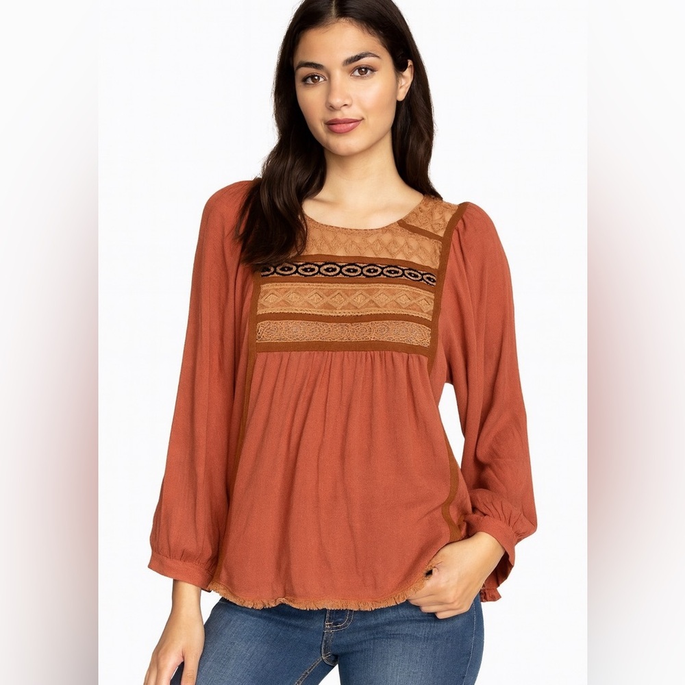 Bohme Boho Rust Blouse – Size Small – NWOT